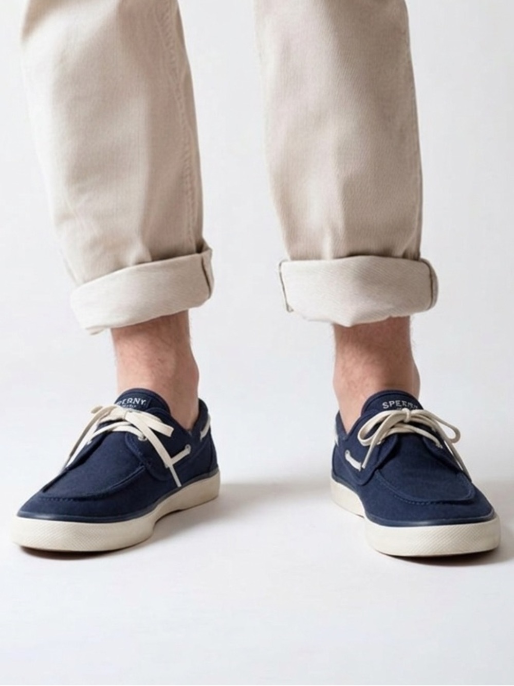 Sperry Men’s Captain 2 Eye Lace Up Sneaker Boat Shoe, Navy Canvas 11.5 M